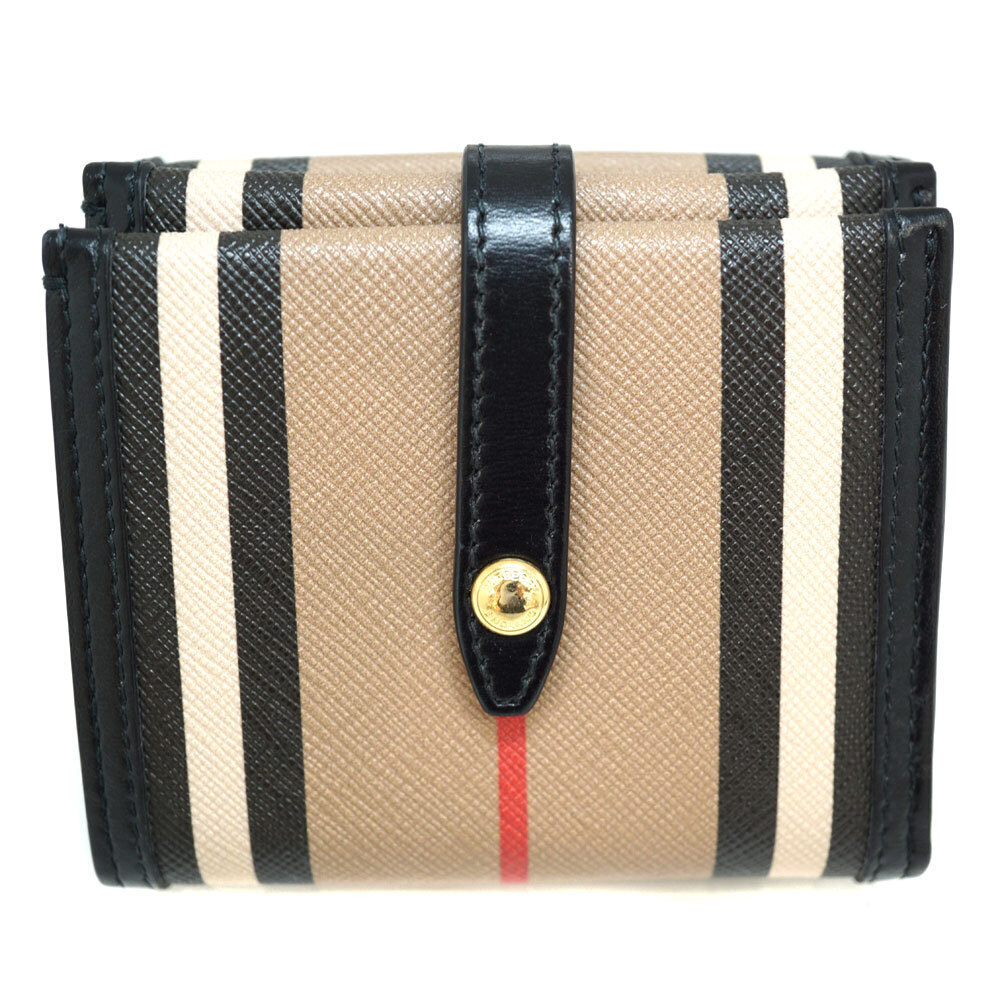 Burberry Brown Wallet Compact Black Leather Bifold